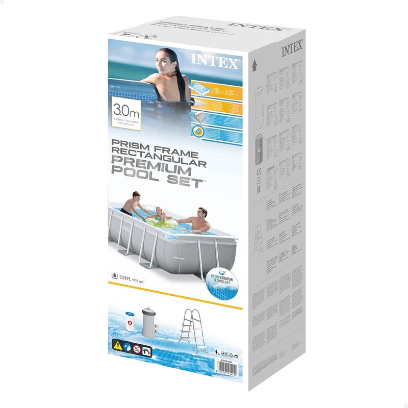 Intex 3M X 1.75M X 0.8M Prism Frame Rectangular Pool Set with Filter Pump and Ladder - Image 5