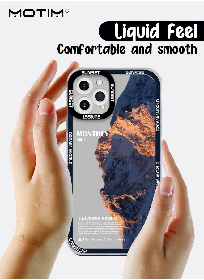 iPhone 14 Case Cover with Snow Mountain Pattern, Stylish Landscape Design Phone Case, Shockproof Protective Soft Slim Cover