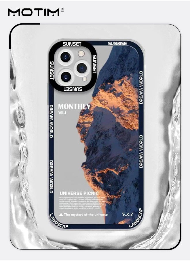iPhone 14 Case Cover with Snow Mountain Pattern, Stylish Landscape Design Phone Case, Shockproof Protective Soft Slim Cover