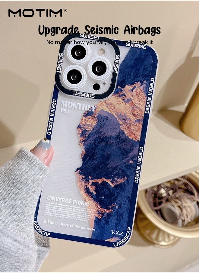 iPhone 14 Case Cover with Snow Mountain Pattern, Stylish Landscape Design Phone Case, Shockproof Protective Soft Slim Cover