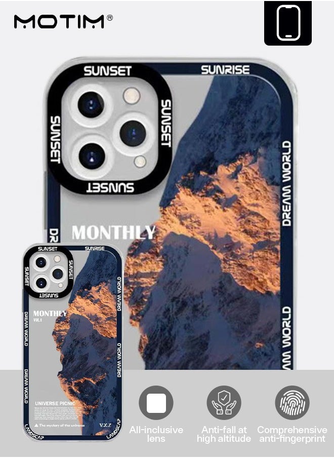 iPhone 14 Case Cover with Snow Mountain Pattern, Stylish Landscape Design Phone Case, Shockproof Protective Soft Slim Cover
