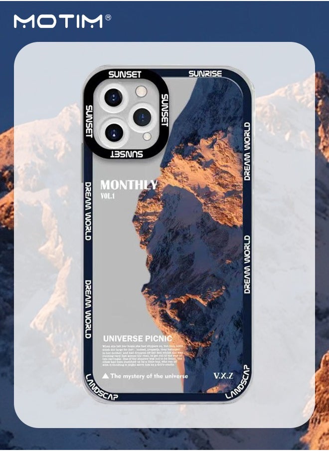 iPhone 14 Case Cover with Snow Mountain Pattern, Stylish Landscape Design Phone Case, Shockproof Protective Soft Slim Cover