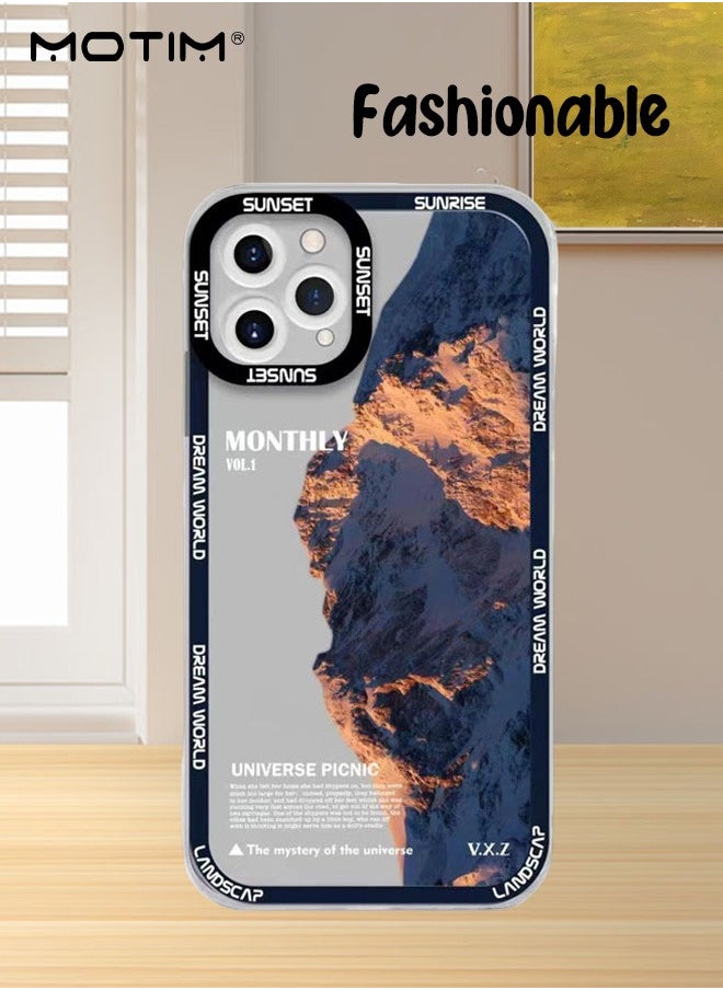 iPhone 14 Case Cover with Snow Mountain Pattern, Stylish Landscape Design Phone Case, Shockproof Protective Soft Slim Cover