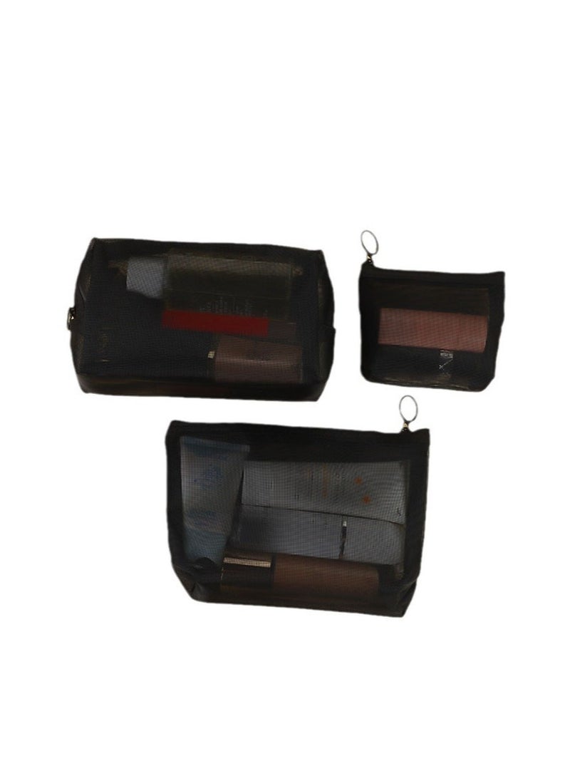 3Pieces Mesh Cosmetic Bag Mesh Makeup Bags Mesh Zipper Pouch Portable Travel Makeup Pouches for Home Office Travel Accessories  - Image 5