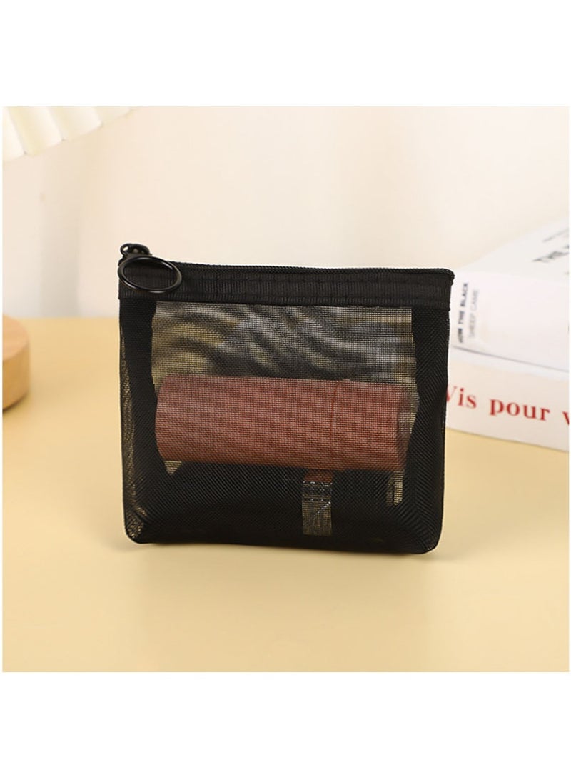 3Pieces Mesh Cosmetic Bag Mesh Makeup Bags Mesh Zipper Pouch Portable Travel Makeup Pouches for Home Office Travel Accessories  - Image 4
