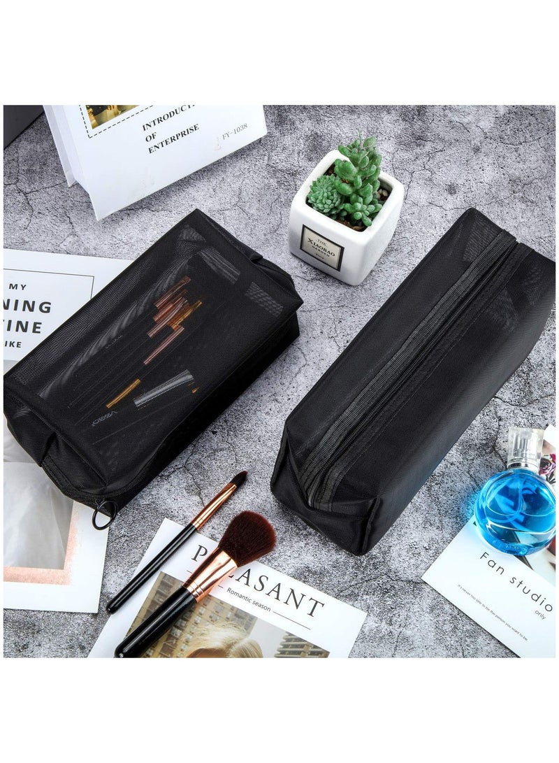 3Pieces Mesh Cosmetic Bag Mesh Makeup Bags Mesh Zipper Pouch Portable Travel Makeup Pouches for Home Office Travel Accessories  - Image 1