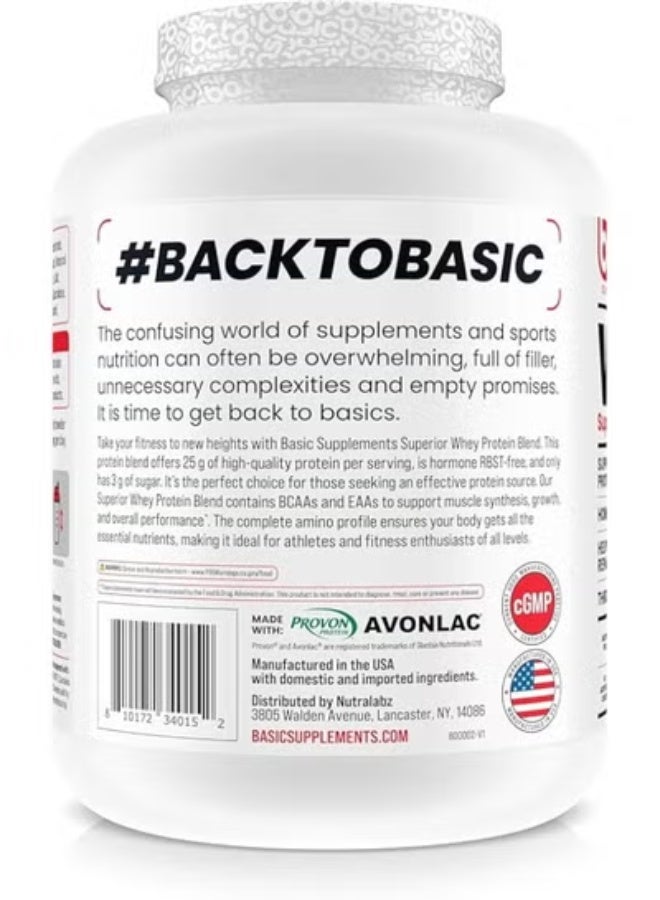 Basic Supplement Whey Protein Powder, 25g Protein, Complete Amino Acid Profile, Gluten-Free, Low Fat, RBST-Free, Supports Muscle Recovery & Antibody Health (5LB, Blue Marshmallow) - Image 3