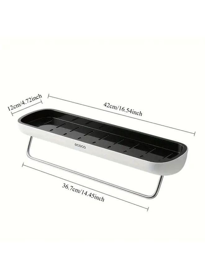 Grey Wall Mounted Bathroom Shelf Organizer No Drill Adhesive Mount Multi Tier Storage Cabinet - Image 4