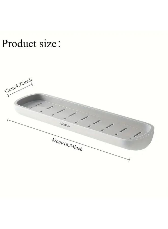 Grey Wall Mounted Bathroom Shelf Organizer No Drill Adhesive Mount Multi Tier Storage Cabinet - Image 3