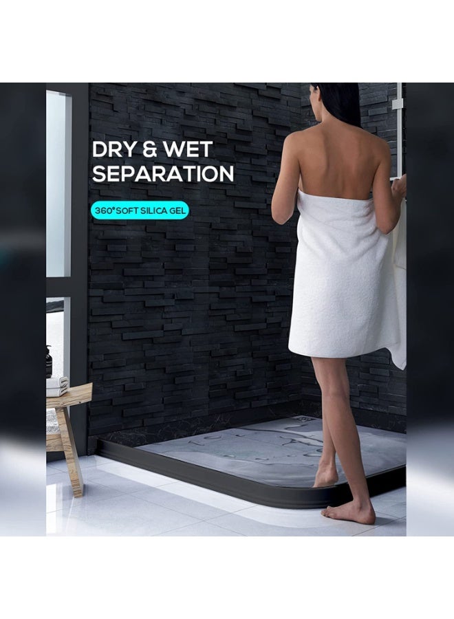 جيه زد اس حاجز ماء قابل للطي من JZS بطول 100 سم، نظام مانع لتسرب الماء في الدش، يحافظ على الماء داخل العتبة، يفصل بين الماء الجاف والرطب، مناسب للحمام والمطبخ، رمادي - Image 3