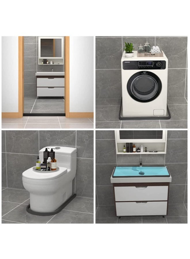 جيه زد اس حاجز ماء قابل للطي من JZS بطول 100 سم، نظام مانع لتسرب الماء في الدش، يحافظ على الماء داخل العتبة، يفصل بين الماء الجاف والرطب، مناسب للحمام والمطبخ، رمادي - Image 5