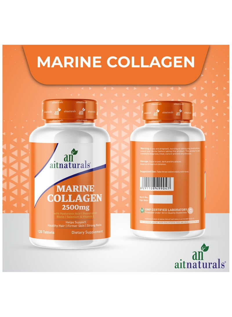 Marine Collagen 2500mg Enhanced with Hyaluronic Acid, Vitamin C, Biotin & Selenium - 120 Tablets - view 3