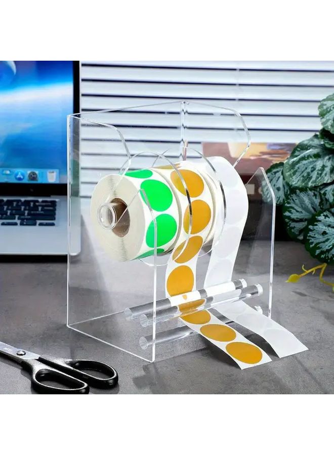 3 Grid Tape Storage Box Adjustable Sticker Dispenser Clear Acrylic Organizer - Image 2