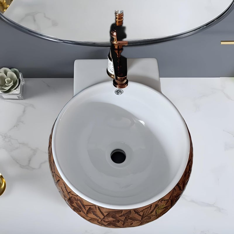 SYON Syon FOOTBALL001 Ceramic Decorative Table Top Wall Hung Wash Basin for Bathroom Living Room 18x15  - Image 5