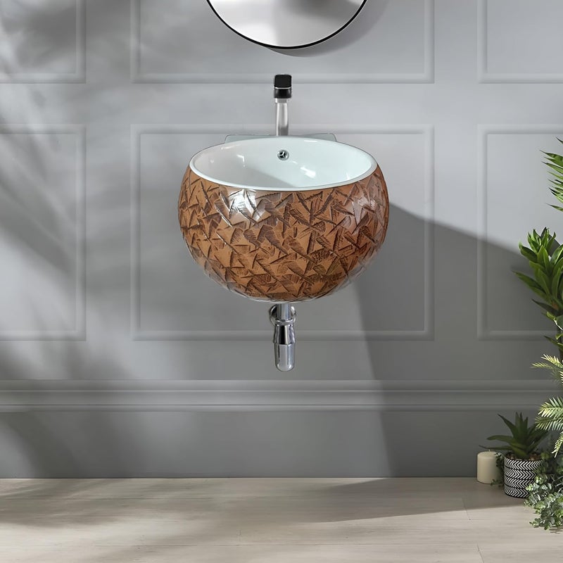 SYON Syon FOOTBALL001 Ceramic Decorative Table Top Wall Hung Wash Basin for Bathroom Living Room 18x15  - Image 3