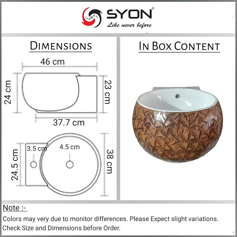 SYON Syon FOOTBALL001 Ceramic Decorative Table Top Wall Hung Wash Basin for Bathroom Living Room 18x15  - Image 4