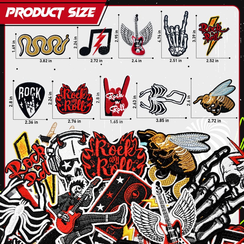 Yaveron 25Pcs Rock Band Iron on Patches for Jackets Metal Band Embroidered Patches Cool Punk Skull Patches for Clothes Vests Backpacks Hats - Image 2