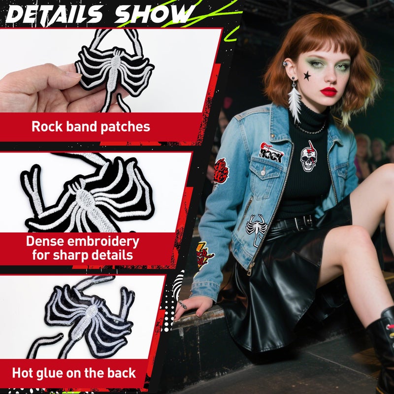 Yaveron 25Pcs Rock Band Iron on Patches for Jackets Metal Band Embroidered Patches Cool Punk Skull Patches for Clothes Vests Backpacks Hats - Image 3