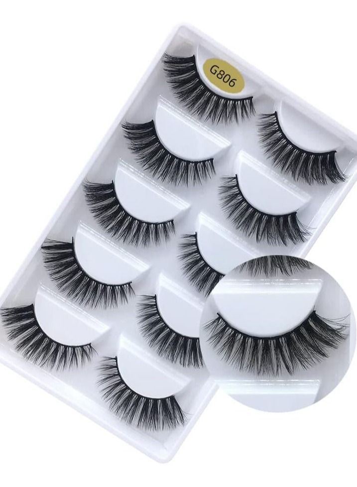 ORiTi False Eyelashes, 5 Pairs 3D Natural Fluffy  Lashes - Image 1