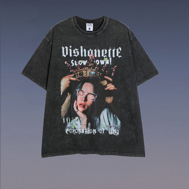 Tkpa High Street Figure Printed Short-Sleeved T-Shirt Men'S And Women'S Oversize Hip-Hop Retro Loose Half-Sleeved T-Shirt - Image 2