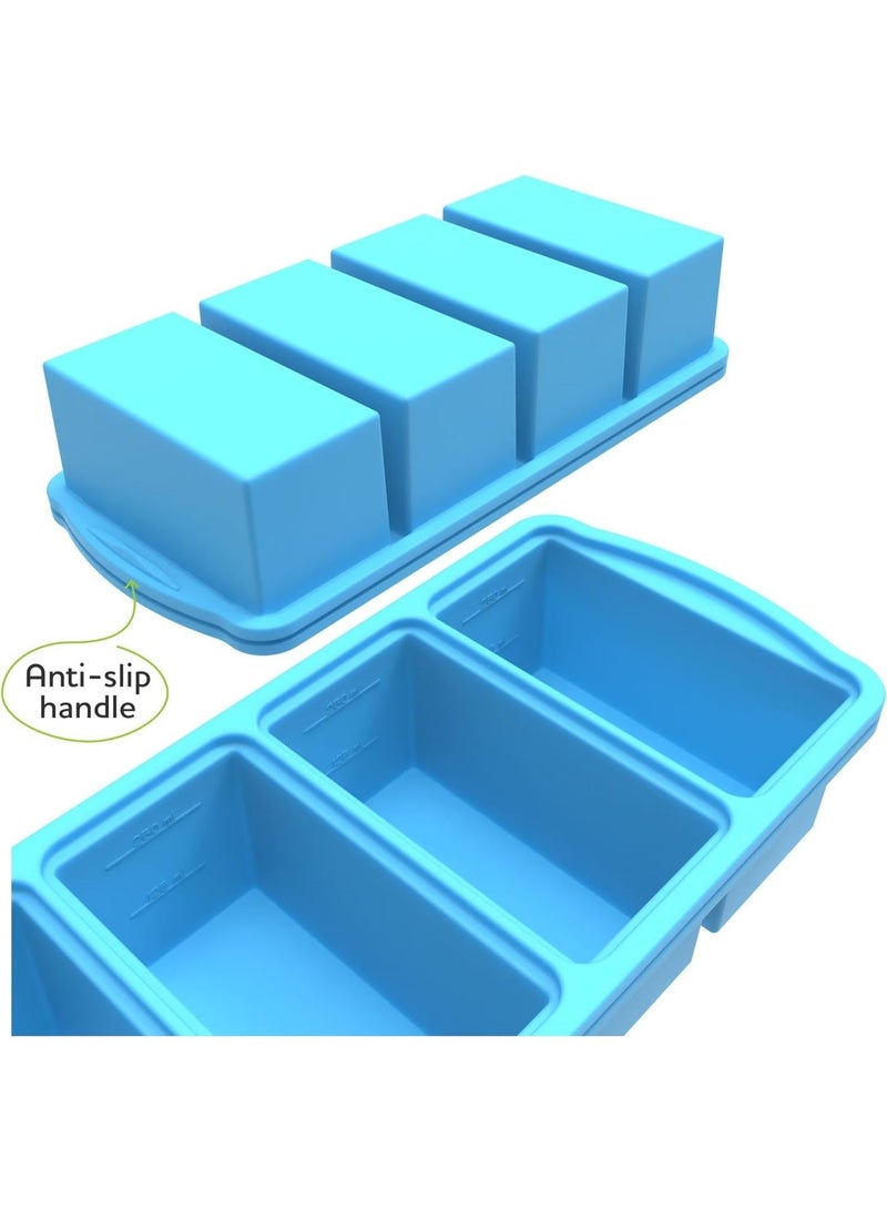 Silicone Freezer Trays with Lid, 1 Cup Soup Freezer Container, Large Ice Cube Molds with Reinforced Steel Ring, Reusable Tray for Soup Sauce Broth Leftovers, Oven & Dishwasher Safe, 2 Pack - Image 4