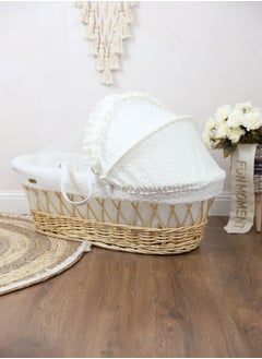 FUN MOMENT The cradle of the newborn Moses basket is a off-white color for children with a mosquito net  - Image 2