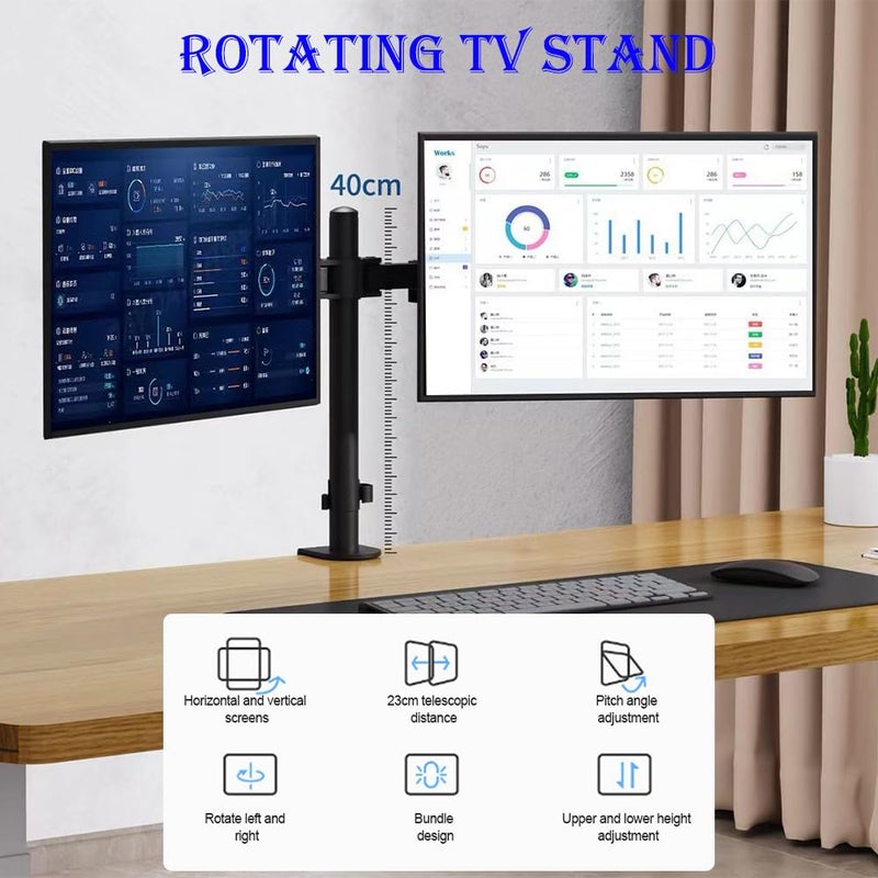 JOSHBERG Dual Monitor Desk Mount Fully Adjustable Dual Monitor Arm for 2 Computer Screens up to 30 Inch Heavy Duty Dual Monitor Stand for Desk Holds up to 19.84 Lbs Per Arm - Image 2