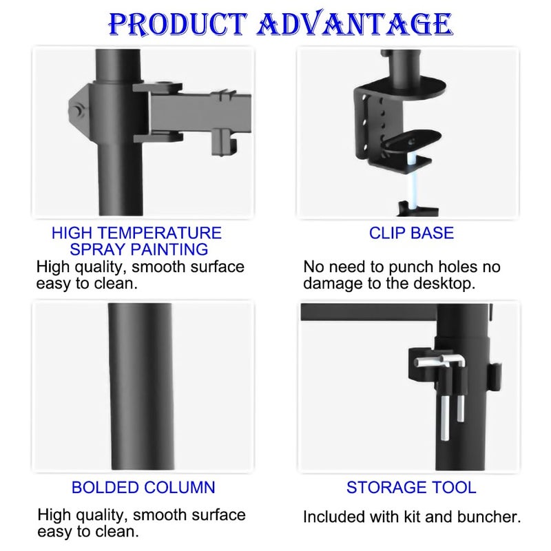 JOSHBERG Dual Monitor Desk Mount Fully Adjustable Dual Monitor Arm for 2 Computer Screens up to 30 Inch Heavy Duty Dual Monitor Stand for Desk Holds up to 19.84 Lbs Per Arm - Image 5