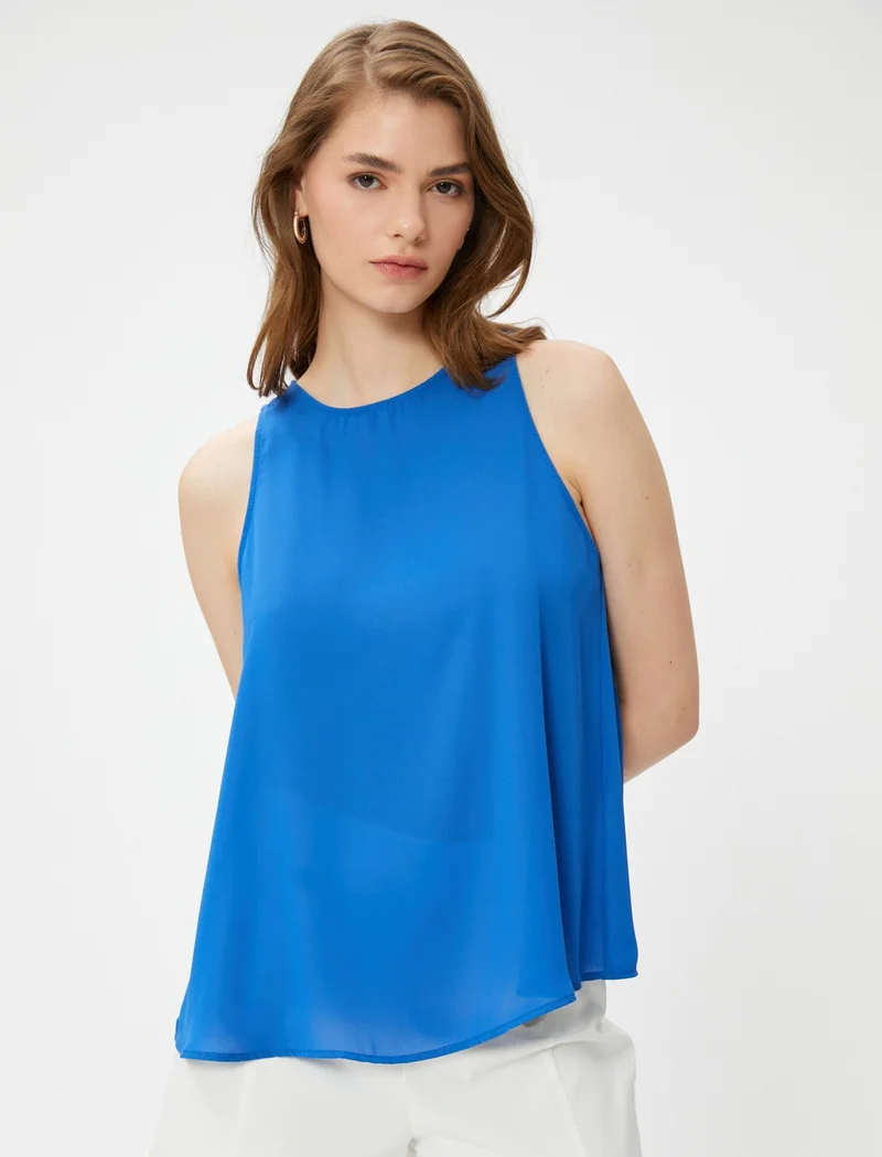 KOTON Chiffon Undershirt Flowy Halter Collar