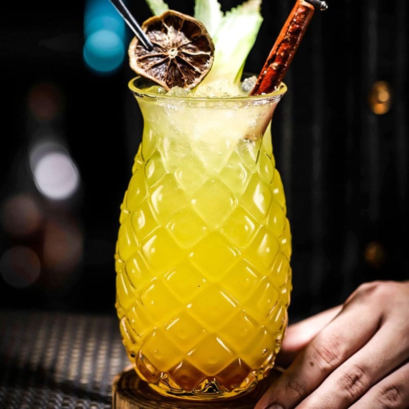 GLASSWARE Pina Pineapple Glasses Clear Cocktail Glass with Pineapple Relief Transparent Party Glasses in Summer Juice Glasses Long Drink Glass WaterPack of 6 400 ML - Image 2