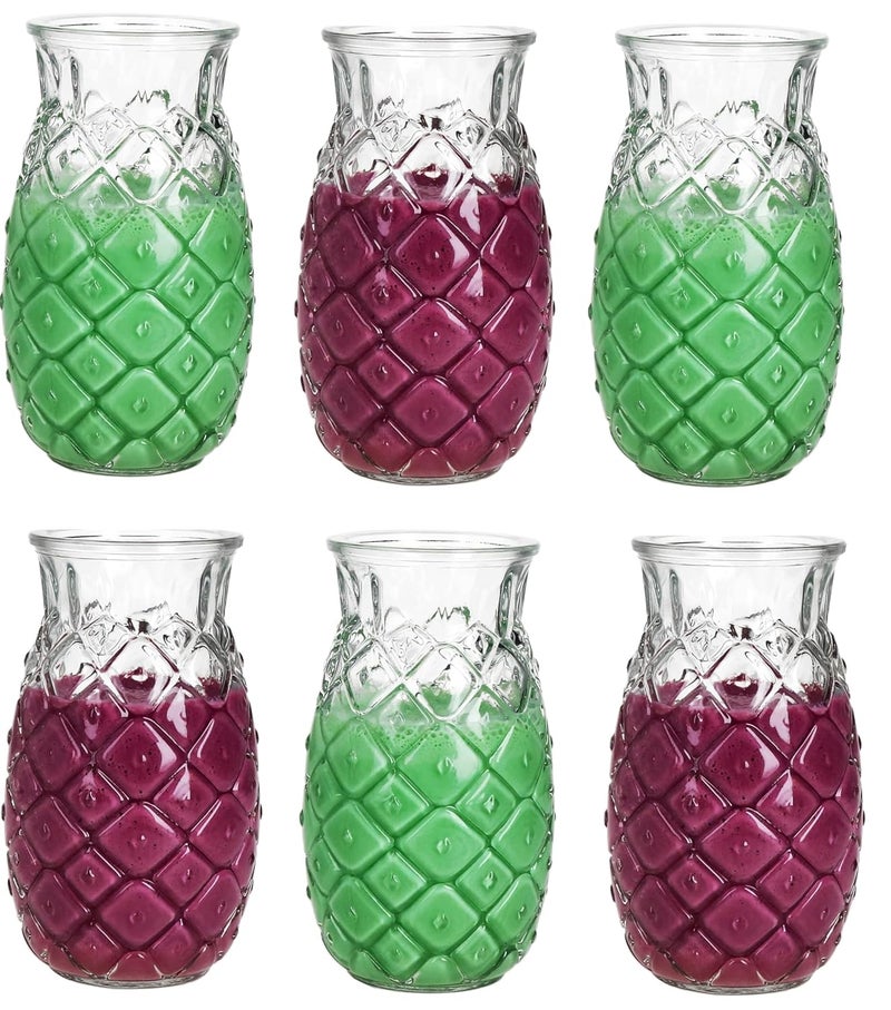 GLASSWARE Pina Pineapple Glasses Clear Cocktail Glass with Pineapple Relief Transparent Party Glasses in Summer Juice Glasses Long Drink Glass WaterPack of 6 400 ML - Image 1