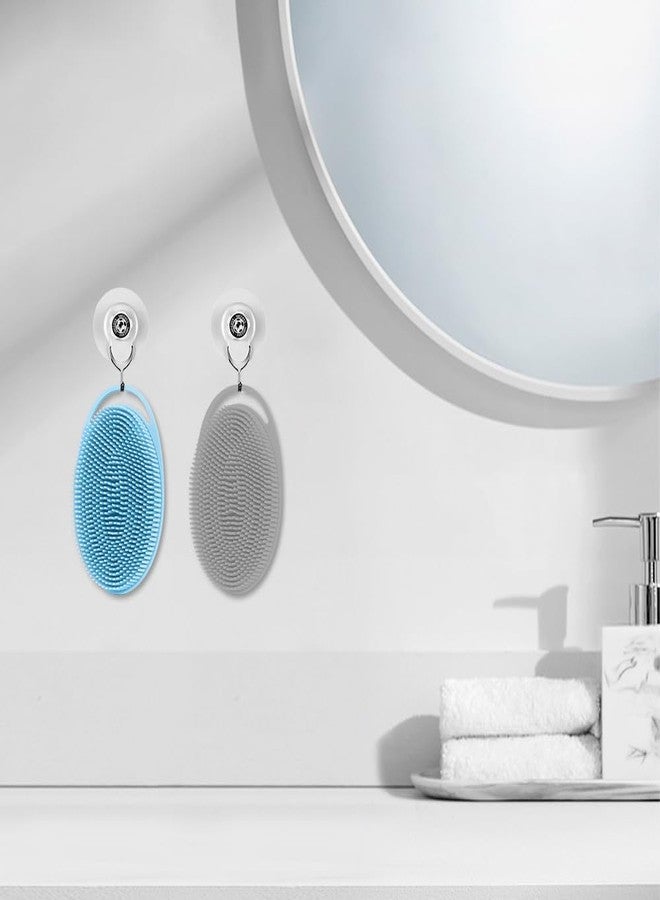 Cutiland 2 Pack Silicone Body Scrubber with Loofah Exfoliating Soft Body Shower Scrubber for Body, 2 in 1 Bath and Shampoo Wash Brush for Skin Exfoliation Men Women (Grey&Blue) - Image 3