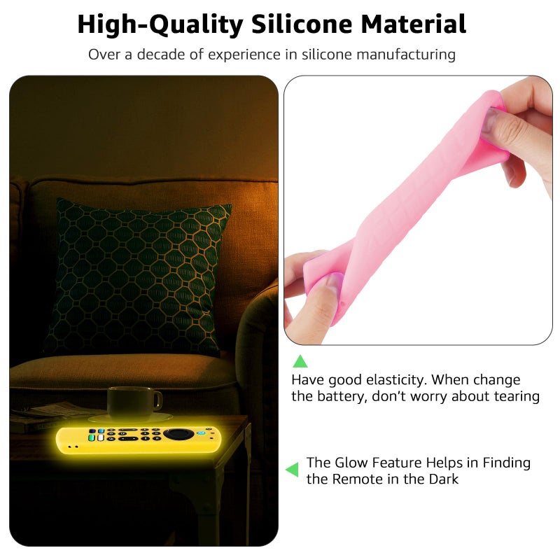 OneBom (2 Pack) ONEBOM Silicone TV Remote Cover, (6.2 Inch*1.5 Inch) Glow in The Dark, Anti Slip Silicone Protective Case with Lanyard(Glow Blue&Glow Pink) - Image 5