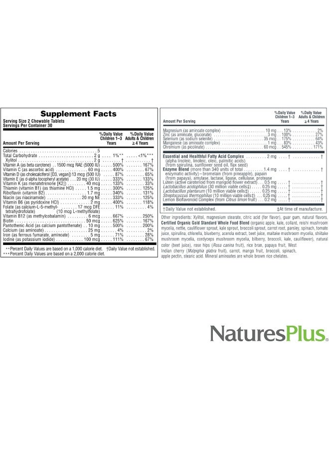 NaturesPlus Animal Parade Gold Multivitamin Children’s Chewables - Cherry Flavor - 60 Chewable Animal-Shaped Tablets - with Vitamin D3, K2 & Probiotics - 30 Servings - Image 5