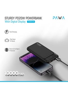 Pawa Sturdy PD20W 10000mAh Powerbank With Digital Display and Type-C Cable Inside  - Image 2