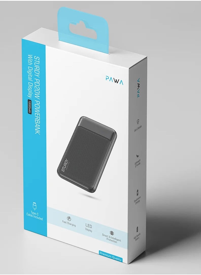 Pawa - Sturdy PD20W 10000mAh Powerbank With Digital Display and Type-C Cable Inside - Image 1
