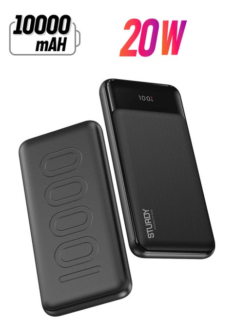 Sturdy PD20W 10000mAh Powerbank With Digital Display and Type-C Cable Inside