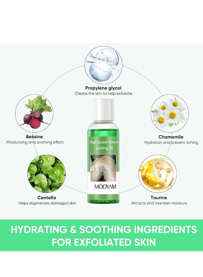 MOOYAM Peeling Oil for Dark Skin, Green Extra Strength Exfoliating Body Peeling Oil, Chemical Peel Solution for Hands and Feet, Effective Exfoliation for Smooth and Radiant Skin - Image 4