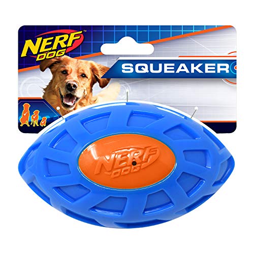 NERF DOG 5in TPR EXO Squeak Football BlueOrange - Image 1