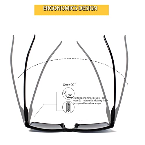 Kerecsen 4 Pack Reading Glasses for Men and Women with Spring Hinges, Lightweight Black Rectangular Readers Eyeglasses (2Tortoise 1Black 1Gray Lens, 3.00) - Image 3