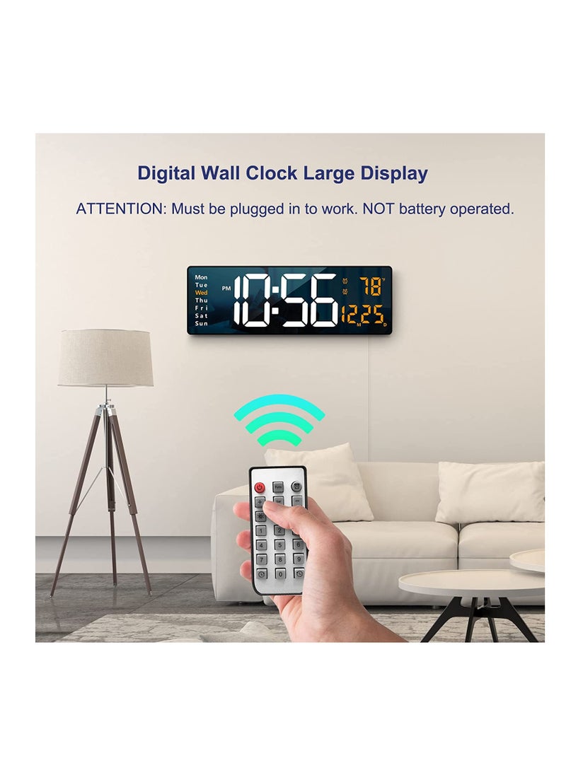 XICEN - Digital Wall Clock Large Display, 16.2 Inch Large Wall Clocks, LED Digital Clock with Remote Control for Living Room Decor, Automatic Brightness Dimmer Big Clock with Date Week Temperature - Image 1