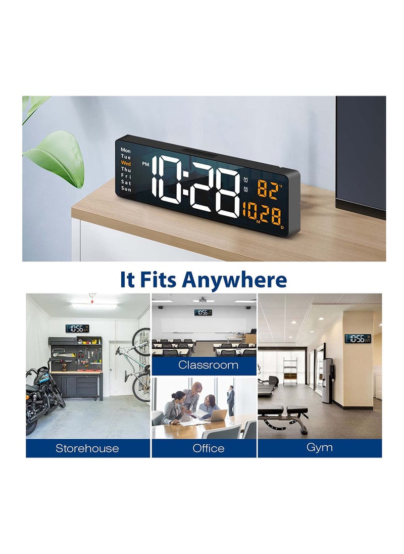 XICEN - Digital Wall Clock Large Display, 16.2 Inch Large Wall Clocks, LED Digital Clock with Remote Control for Living Room Decor, Automatic Brightness Dimmer Big Clock with Date Week Temperature - Image 1