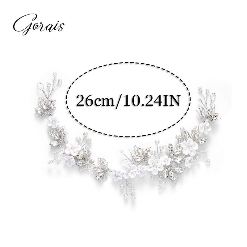 GORAIS Flower Bride Wedding Hair Vine Crystal Bridal Pearl Headpiece Prom Leaf Hair Accessories for Women and Girls - Image 2