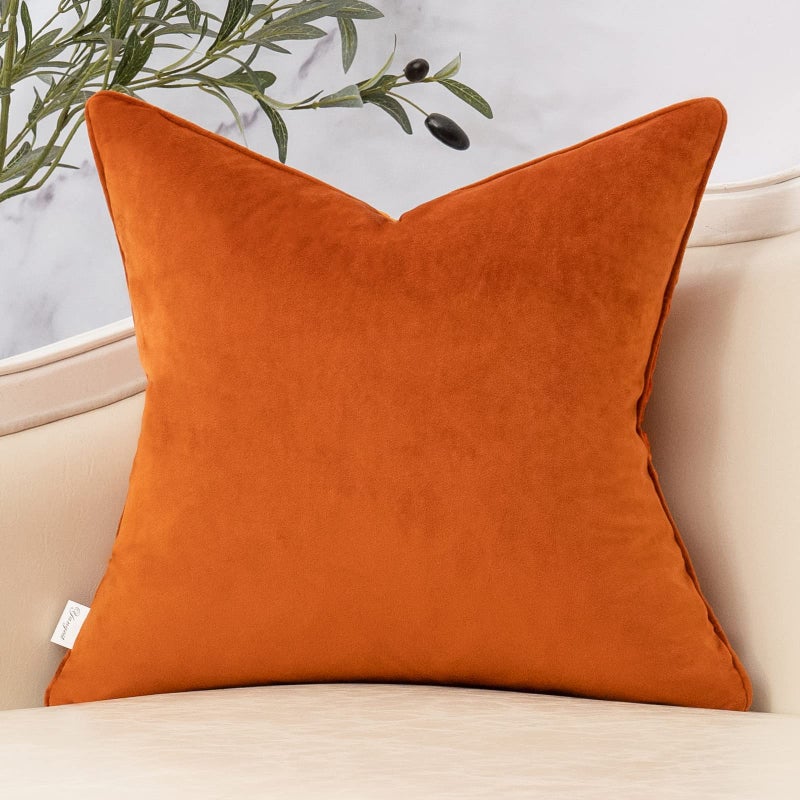 Yangest Burnt Orange Twigs Throw Pillow Cover Branches Velvet Cushion Case Neutral Pillowcase for Sofa Couch Bedroom Living Room Home Decor,18x18 Inch - Image 2