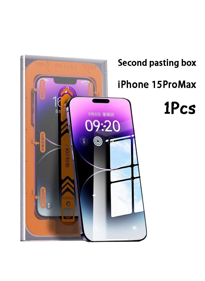 GKK - 1Pcs Tempered Glass for iPhone 15ProMax Dust Free Compartment Instant Sticker Box Screen Protector with Easy Installation Kit Anti-scratch Anti-drop Anti-fingerprint Phone Display Cover Accessory - Image 1