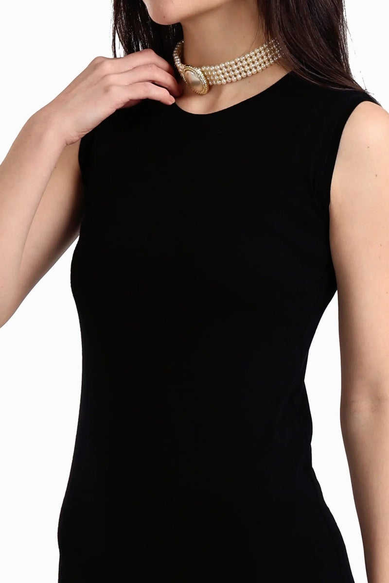 Carina Women's Viscose Blend Sleeveless Dress - Black - Image 4