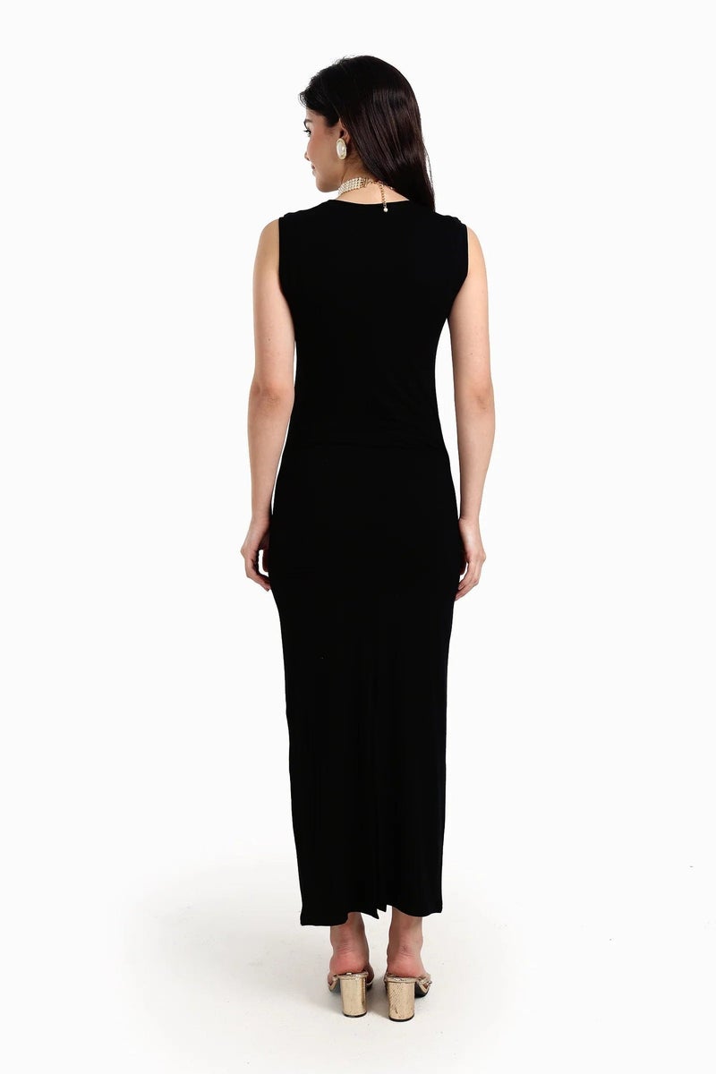 Carina Women's Viscose Blend Sleeveless Dress - Black - Image 3