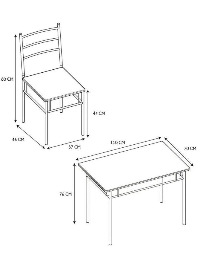 MOMENT 5 Piece Dining Room Table Set For 4, Space Saving Kitchen Table And Chairs, Rectangle Dining Set With Steel Frame For Breakfast Nook  - Image 4