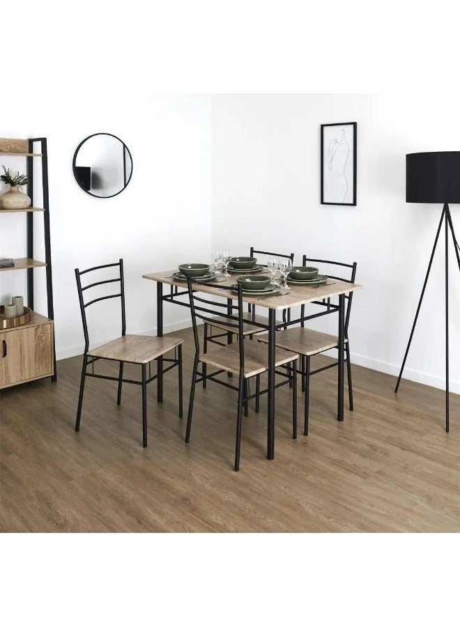 MOMENT 5 Piece Dining Room Table Set For 4, Space Saving Kitchen Table And Chairs, Rectangle Dining Set With Steel Frame For Breakfast Nook  - Image 5