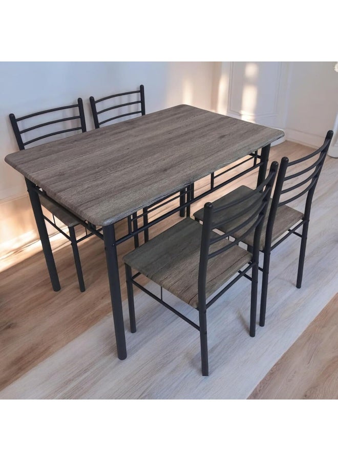 MOMENT 5 Piece Dining Room Table Set For 4, Space Saving Kitchen Table And Chairs, Rectangle Dining Set With Steel Frame For Breakfast Nook  - Image 3